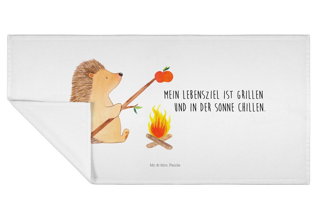Mr. & Mrs. Panda 50 x 100 Handtuch Igel Grillen - Weiß - Geschenk, Ziele, kleines, Sinn Des Lebens, Händehandtuch, Spruch, Lustige Sprüche, frot...