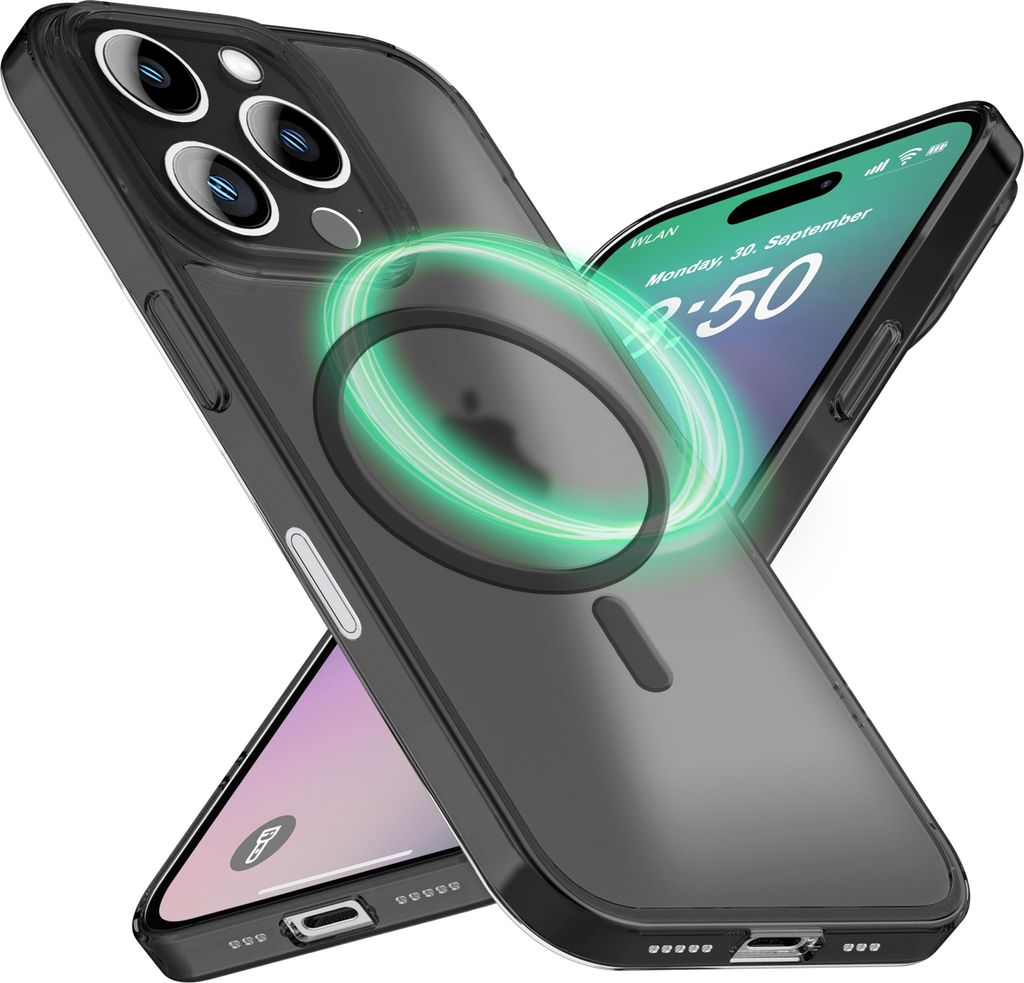 NALIA Ultra-Slim Hardcase für iPhone 16 Pro – MagSafe kompatibel & 0.3mm Dünn – THINIX (Matt & Schlank) – Marke aus Berlin – Grau Transpa...
