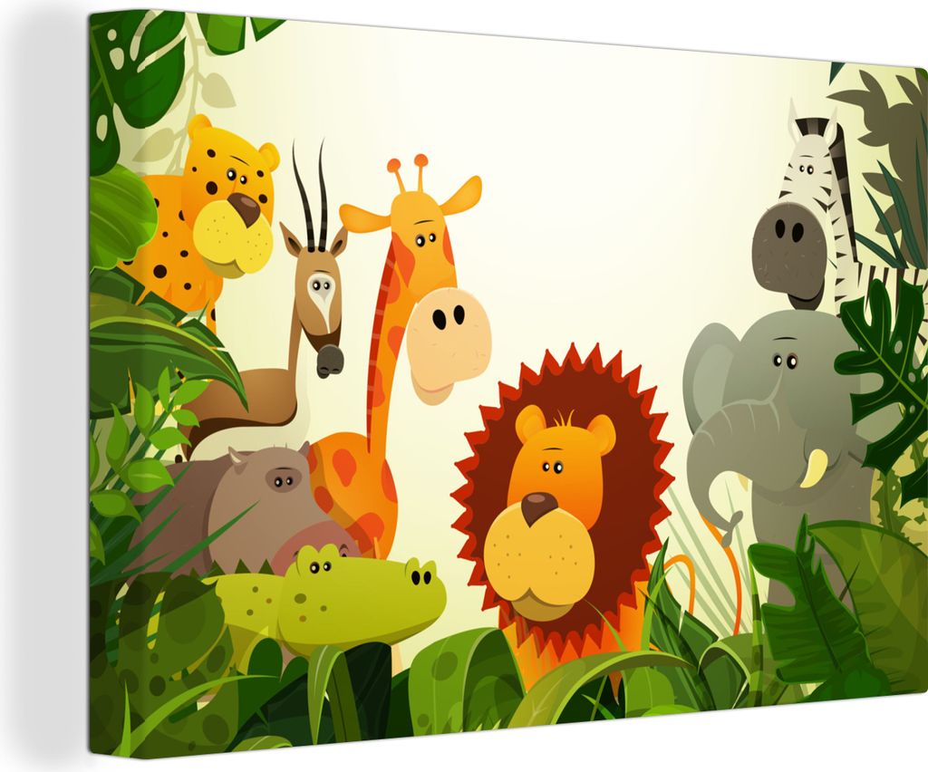OneMillionCanvasses - Leinwandbilder - 140x90 cm, Dschungel - Schlange - Löwe - Pflanzen - Jungen - Mädchen - Baby - Kinder, Wandbilder Kunstdr...