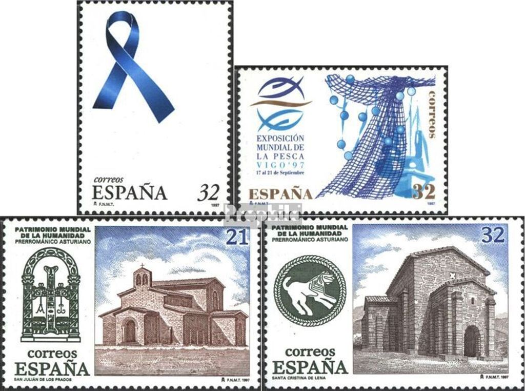Briefmarken Spanien 1997 Mi 3343,3346,3350-3351 (kompl.Ausg.) postfrisch Blaue Schleife