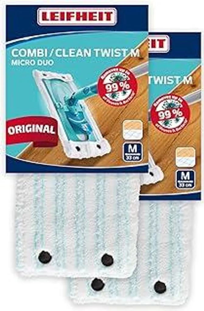 Ricambio Mop Leifheit Clean Twist M Micro Duo - Set 2 Pezzi Alta Assorbenza