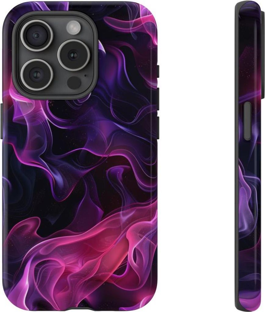 Abstrakte Flammen in Violett und Pink – Hülle Kompatibel mit iPhone 15 Pro