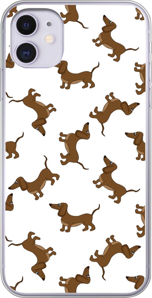 MuchoWow Handyhülle Schutzhülle Hülle für Telefoonhoesje iPhone 11 Muster - Hund - Dackel - Jungen - Mädchen - Kinder - Kinder Silikon Softc...