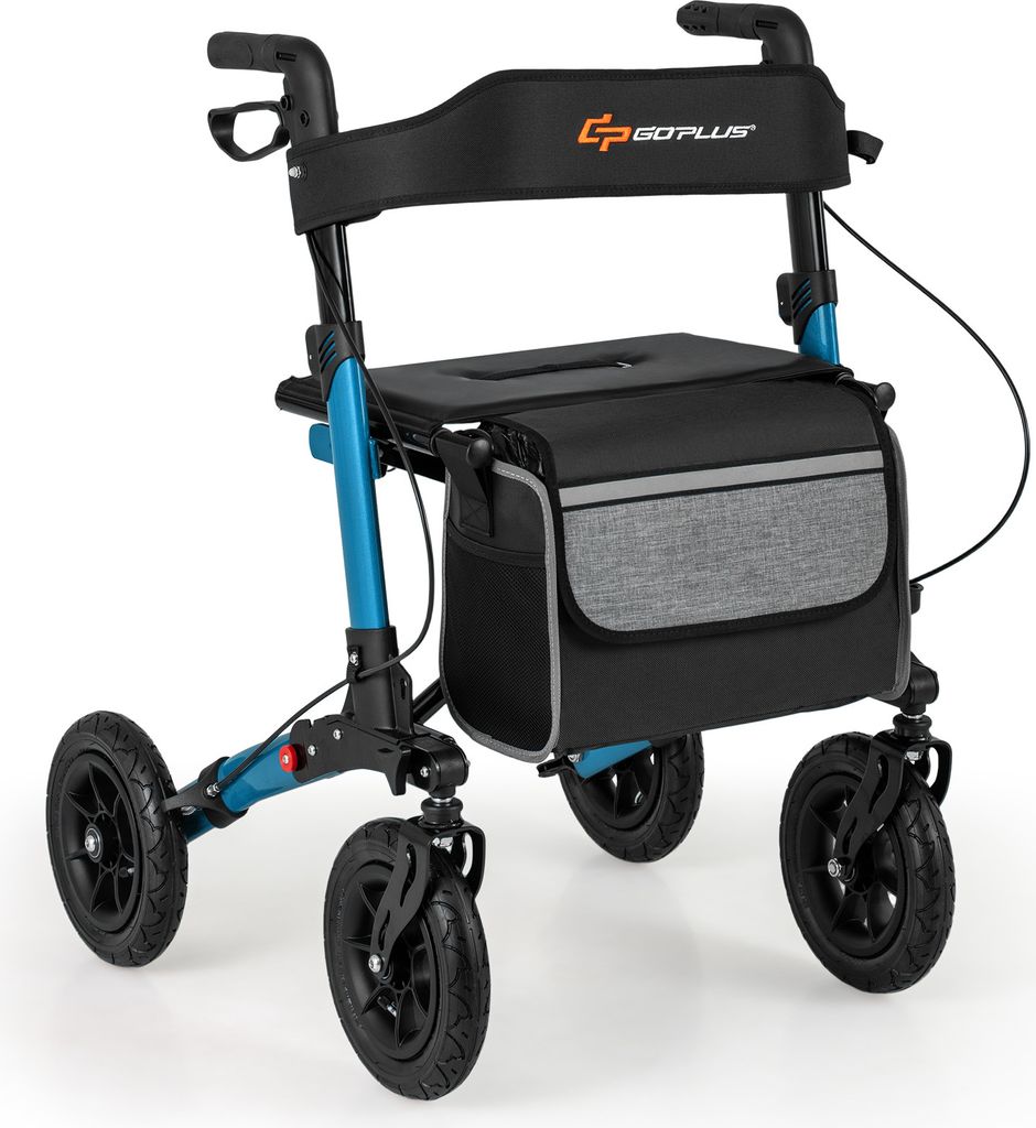COSTWAY Rollator skladací, 2v1 invalidný vozík a cestovný Obrázok produktu 