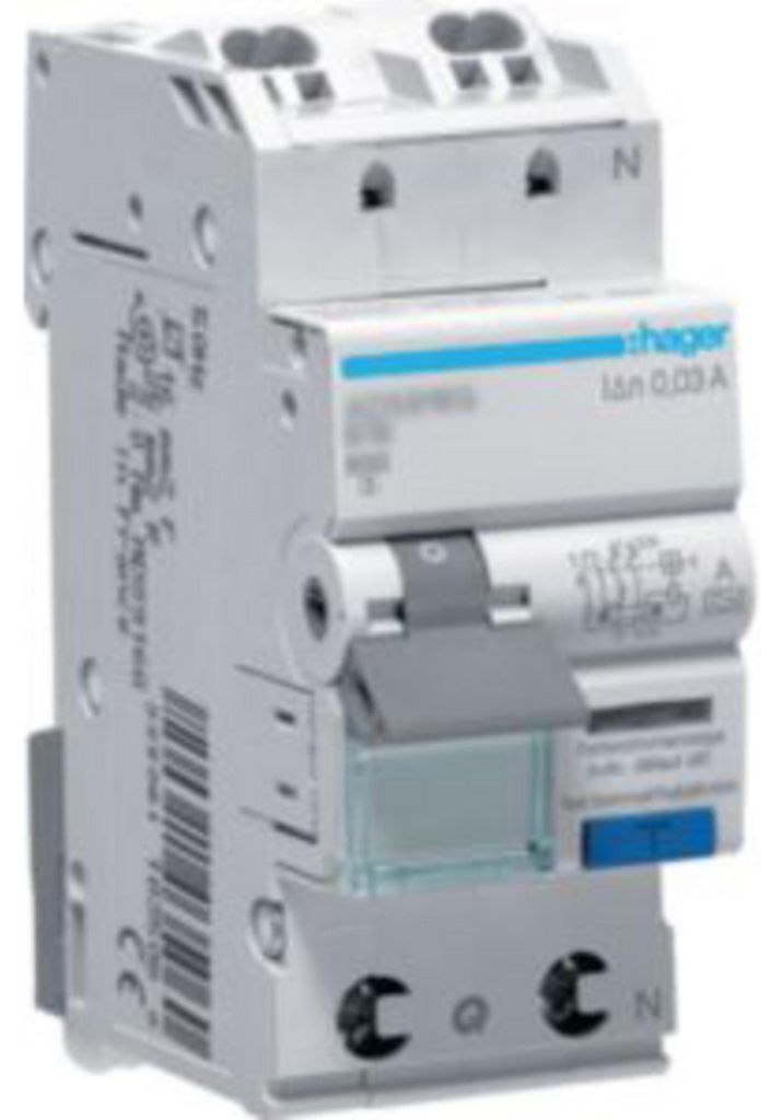 Hager FI-LS, 1P+N, 6 kA, B-16 A, 30 mA, typ A, QC, 1 ks. Obrázok produktu 