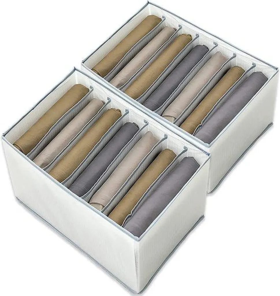 Organiseur de dressing pliable pour ranger vos jeans et t-shirts gris