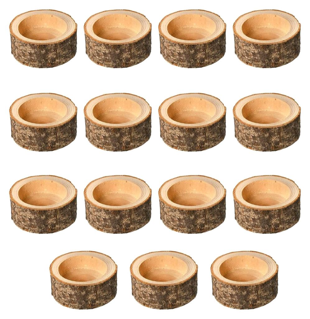 15-teiliges Set Teelichthalter aus Holz, klein, Teelichtgläser im rustikalen Stil für Hochzeits- und Tischdekorationen zu Hause