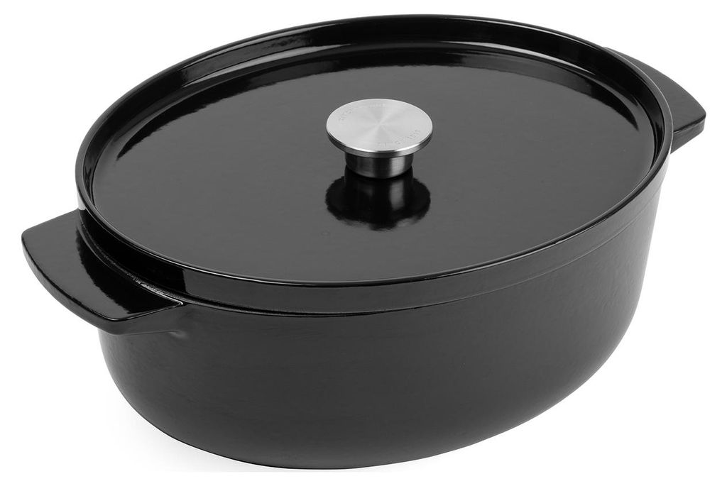 KitchenAid Bräter mit Deckel schwarz Oval backofengeeignet leicht zu reinigen