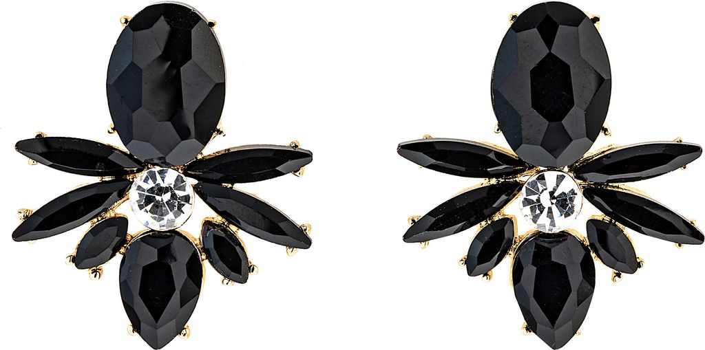 Steuer Modeschmuck Ohrstecker Metall 3cm gelb Glasstein schwarz 445020003