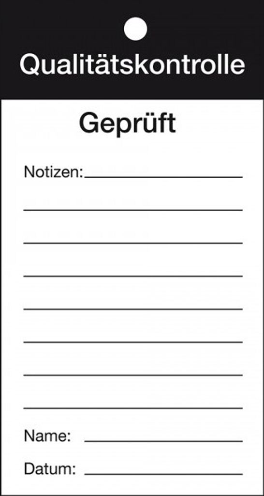 Qualitätsanhänger Qualitätskontrolle-, Karton, 80x150mm, 50/VE