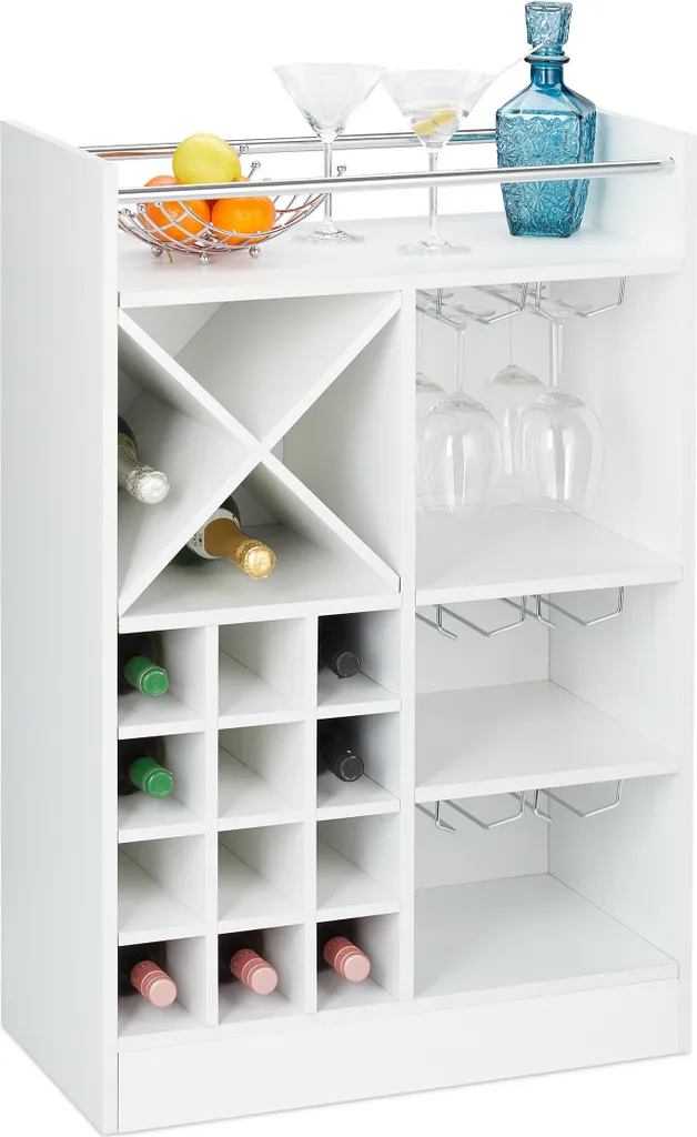 Relaxdays Grand Casier à Vin avec Support Verres en Bois de Bambou Naturel