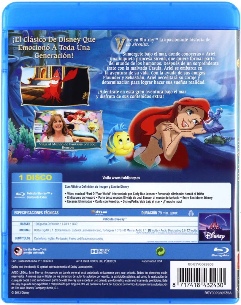 Arielle la sirène version originale Blu-ray sans aucun doublage récent