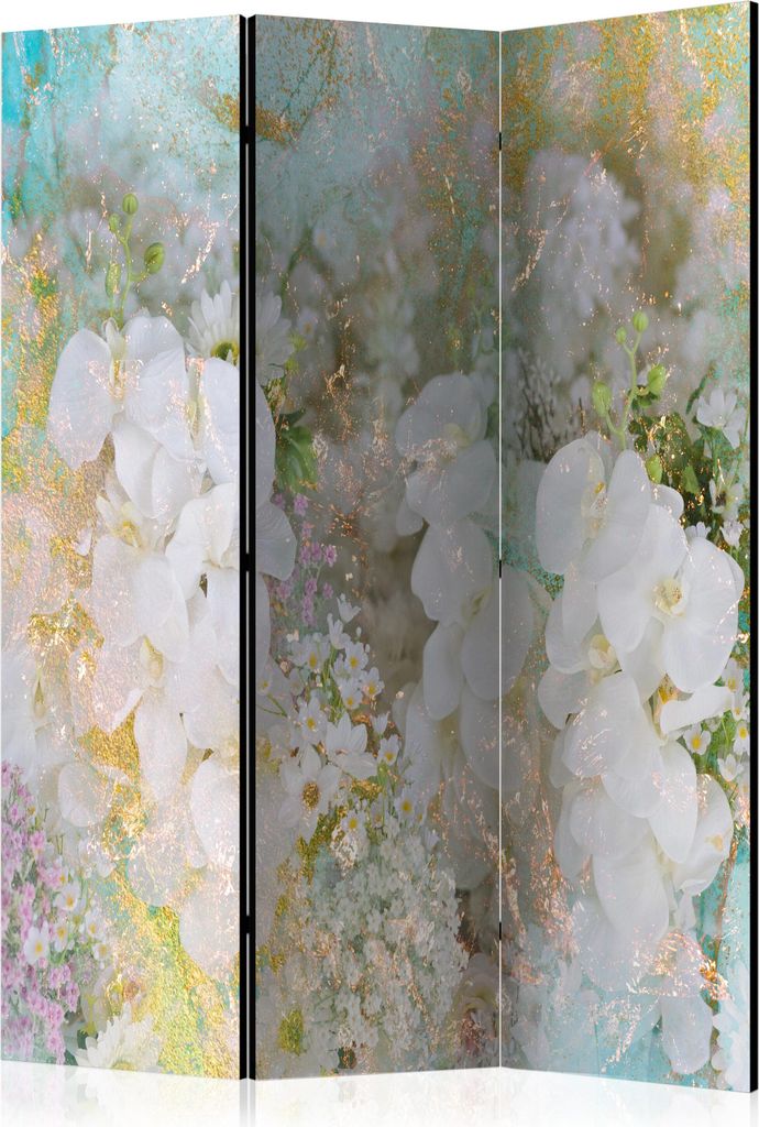 Neuheit! Dekorativer Paravent Raumteiler Trennwand Foto-Paravent Spanische Wand XXL BLUMEN ORCHIDEE ABSTRAKT 135x172 cm b-C-0957-z-b