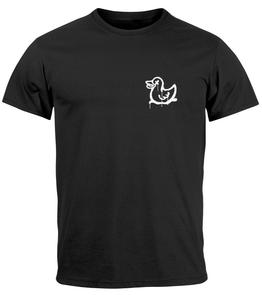 Herren T-Shirt Drippy Duck Ente Graffiti Style Printshirt Fashion Streetstyle Neverless schwarz L