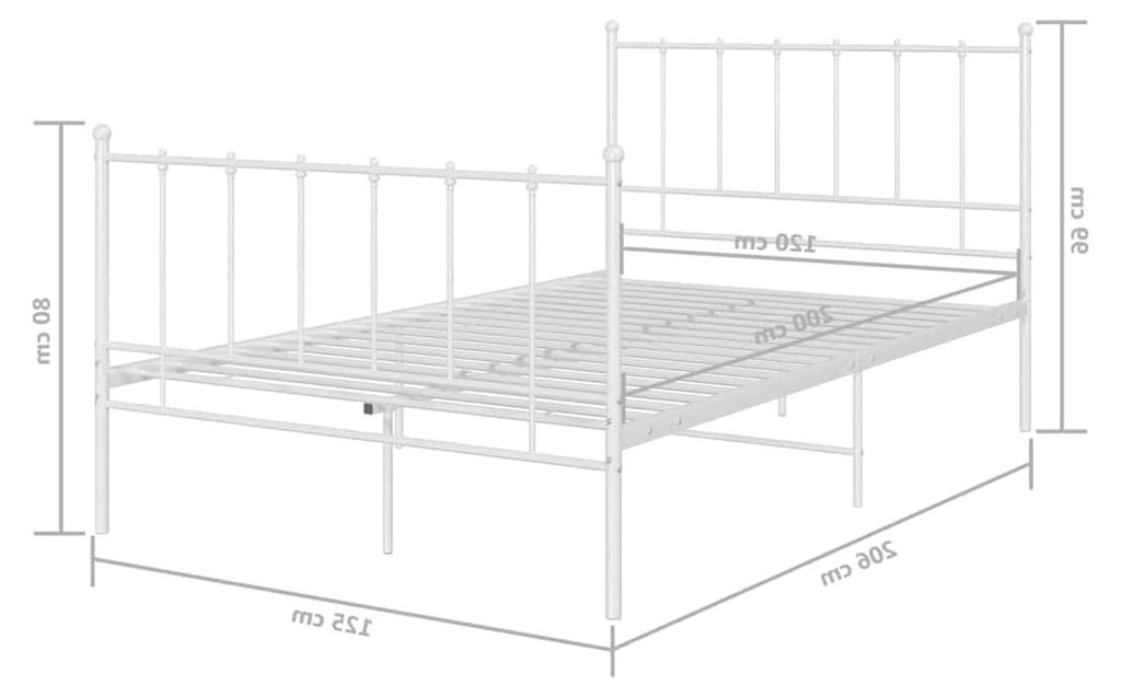 Metallbett Schlafzimmerbett Bettgestell Bettrahmen mit Lattenrost Doppelbett Weiß 120x200cm