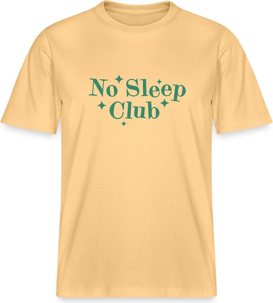 Spreadshirt No Sleep Club Typografie Lustiger Spruch Relaxed Fit Uni T-Shirt, L, Hellgelb