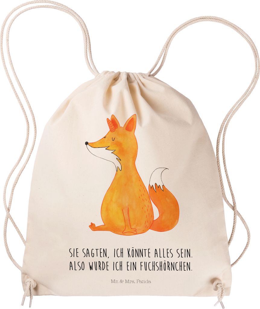 Mr. & Mrs. Panda Beutel Einhorn Wunsch - Transparent - Geschenk, Füchse, gymnastiktasche, Stoffbeutel, Einhörner, Fuchshörnchen, Unicorns, wande...