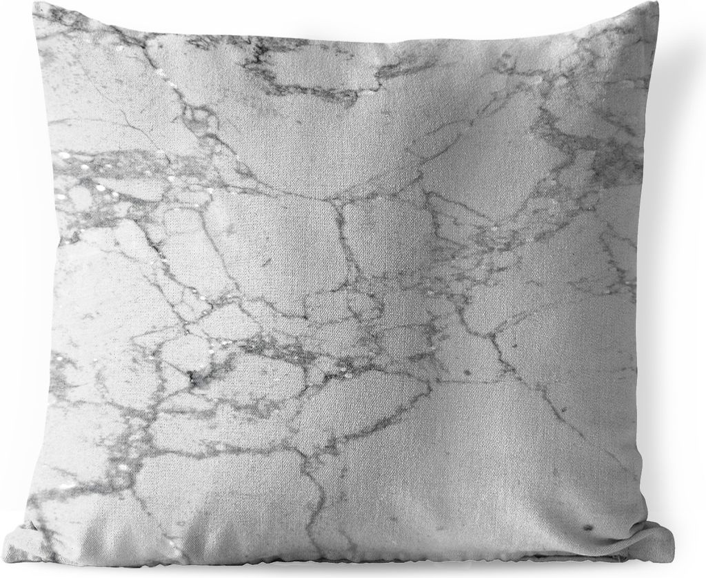 MuchoWow Outdoor Kissen - Marmor - Muster - Grau - 50x50 cm - Wetterfest - Lounge Kissen - Komfortabel - Kissen mit Bild