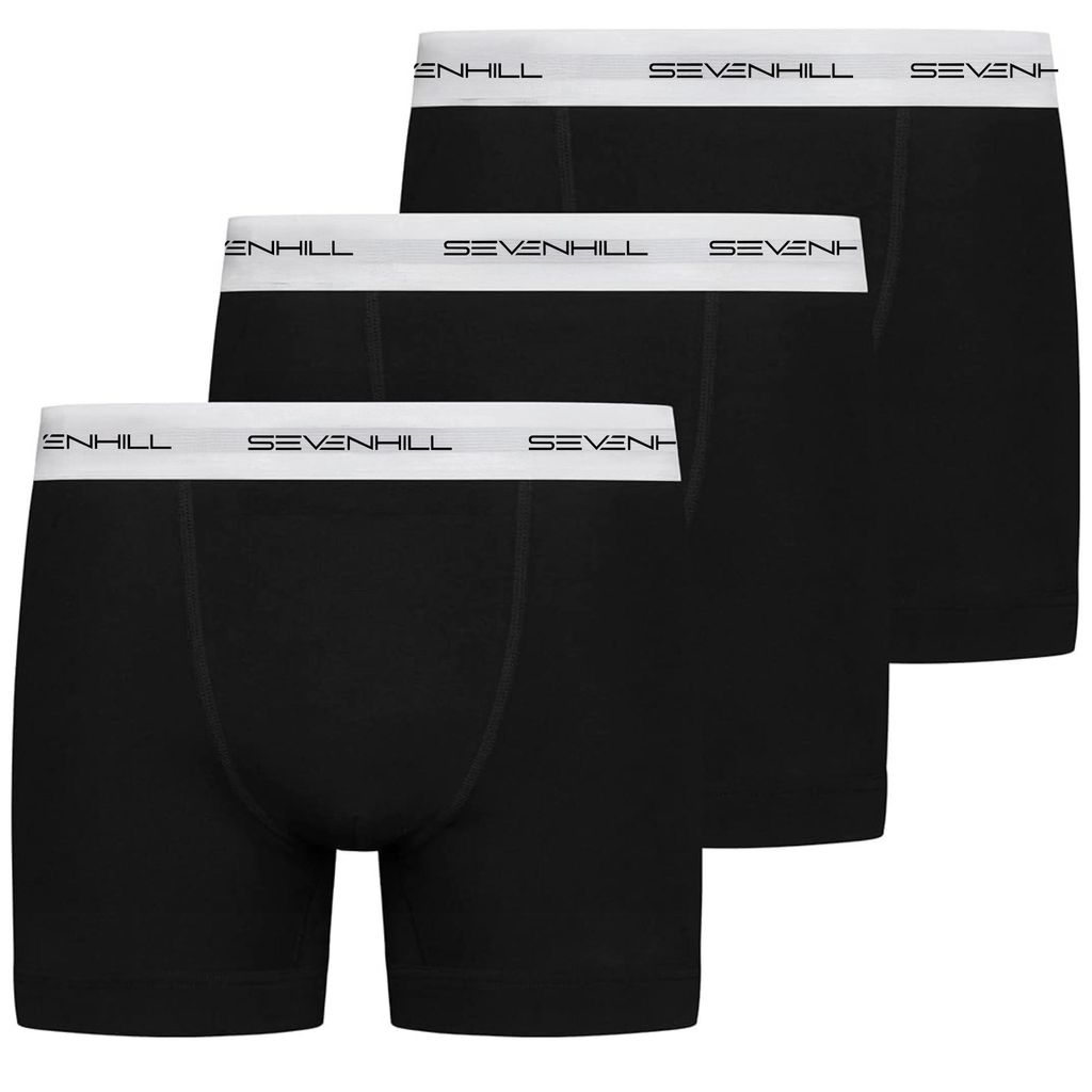 SEVENHILL Herren Boxoshorts Trunk 3er Pack , Herren Unterwäsche , Baumwolle boxershort ( Schwarz -Größe L )