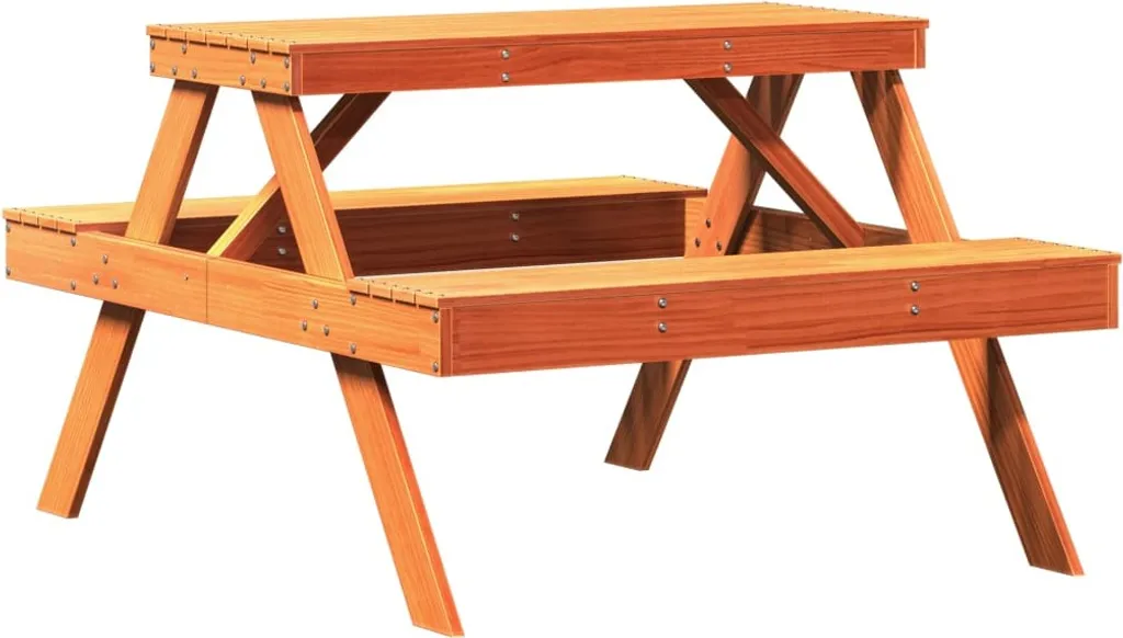 Table de pique-nique en pin massif traité 105 cm pour jardin et patio