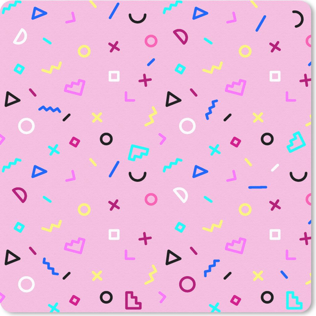 MuchoWow Mauspad Mousepad Design - Muster - Rosa - Jahre 80s 30x30 cm - Mousepads - Maus Mat - Pad - Mausunterlage - Gaming