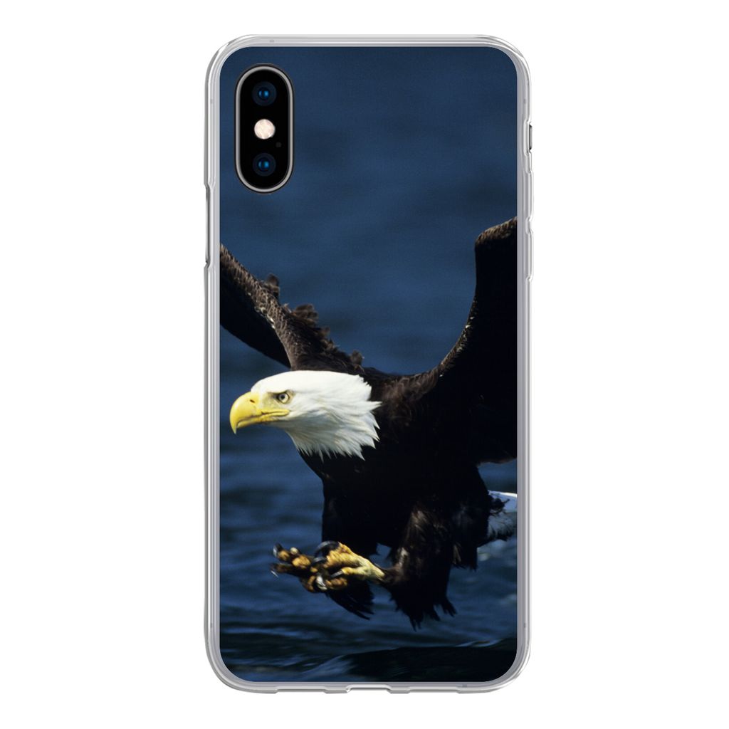 MuchoWow Handyhülle Schutzhülle Hülle für iPhone X Adler - Nahaufnahme - Wasser Silikon Softcase Handy Hülle - Handyhülle