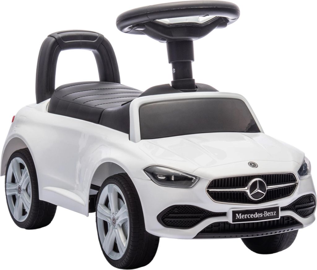 Mercedes-Benz C-Class Rutschauto mit Hupe, Motorgeräuschen, Stauraum, für Kinder 18-36 Monate, Weiß