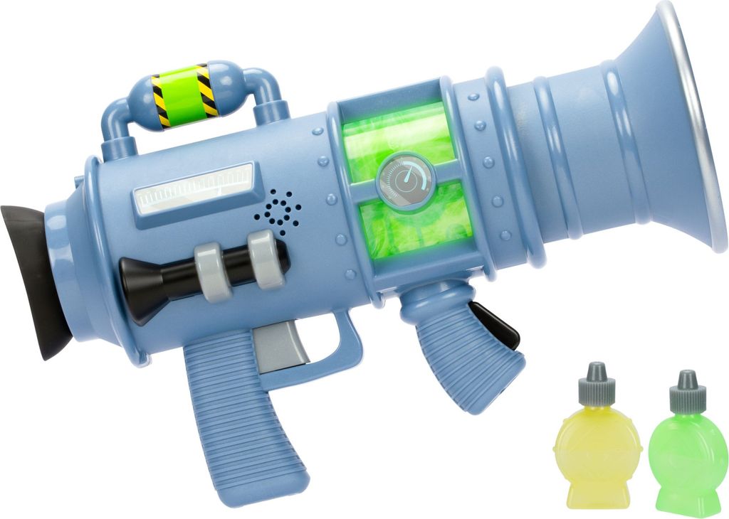 A toy fart blaster with two small bottles of liquid.