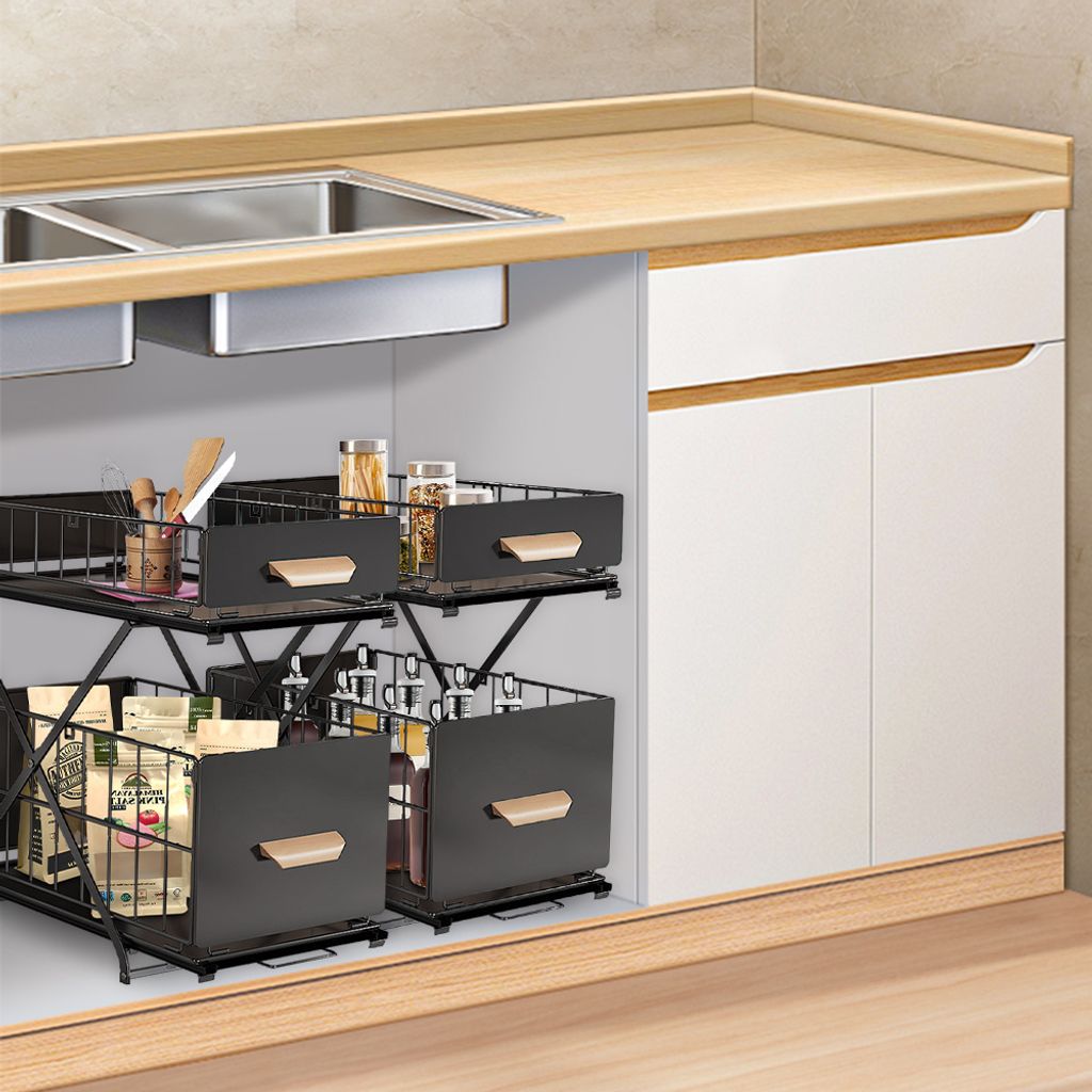 2x Küchen Organizer,Unter Waschbecken Regal,Gewürzregal Spülschrank Schrank Organizer für Badezimmer Küche