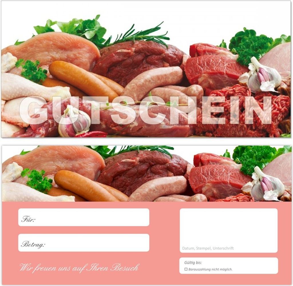 10 Stück Premium Geschenkgutscheine (Wurst-677) - Ein schönes Produkt für Ihre Kunden Gutscheine Gutscheinkarten für Bereiche wie Einzelhandel,...