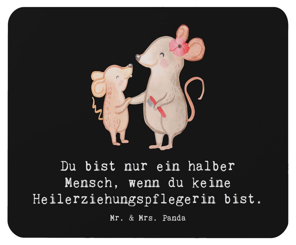 Mr. & Mrs. Panda Mousepad Heilerziehungspflegerin Herz - Schwarz - Geschenk, Ausbildung, computermatte, Mauspad, mousematte, Mouse Pad, laptop, Lus...