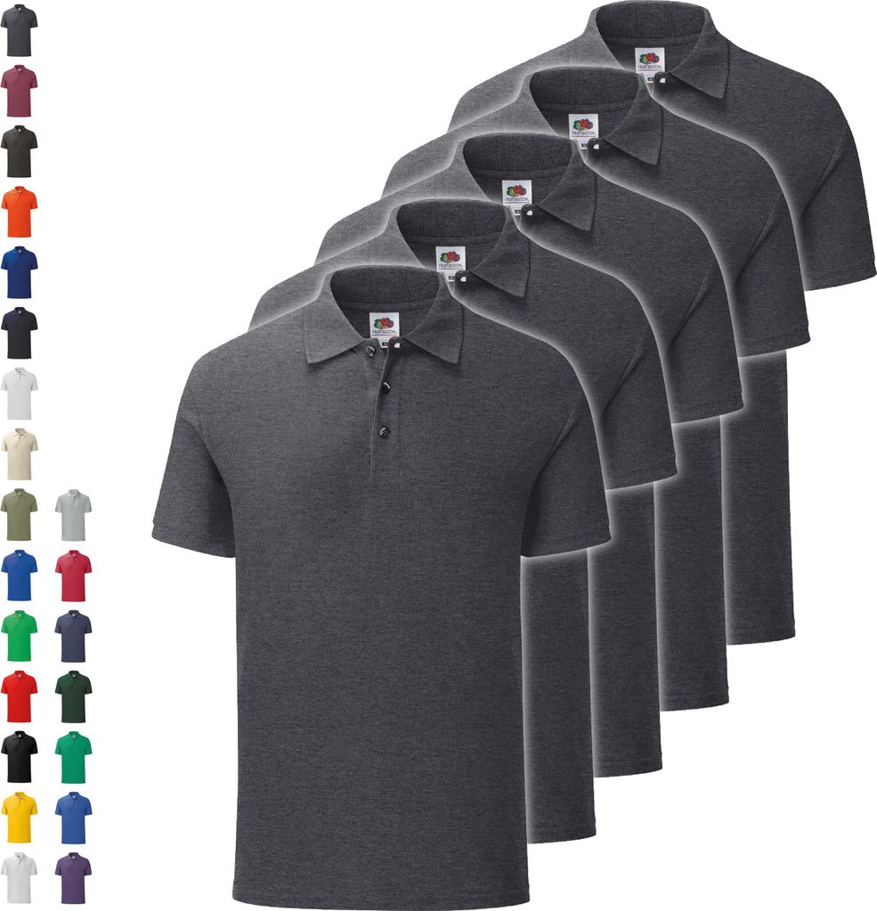 5er Pack Fruit of the Loom Iconic Polo, Farbe:deep navy, Produktbild 