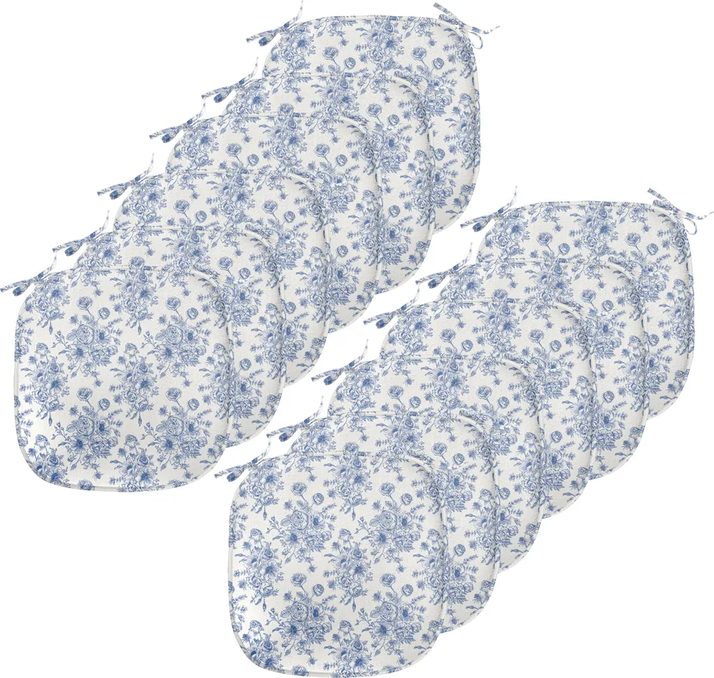 Cuscini Sedie Esterno Impermeabili 40x40 Set 12 Fiori Blu