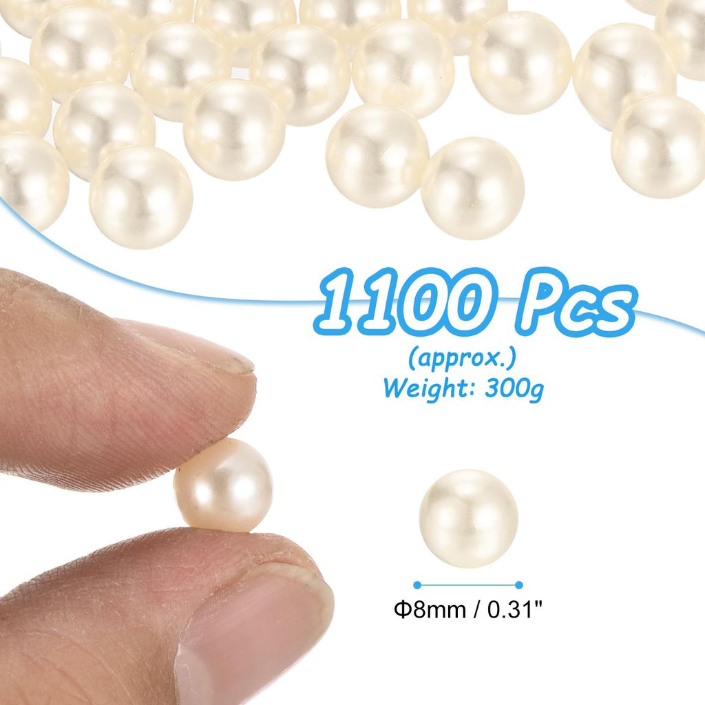 1100 Stš¹ck 8mm Creme Wei?e Perlen Perlen aus ABS-Kunststoff Vasenfš¹ller 300g Ornamentfš¹ller fš¹r Basteln Tischdekoration Schmuckherstell...