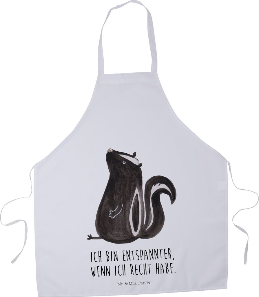 Mr. & Mrs. Panda Grillschürze Stinktier Sitzen - Weiß - Geschenk, Küchenschürze, Kochschürze, Büro, Grill Schürze, Kellnerschürze, Latzsch...