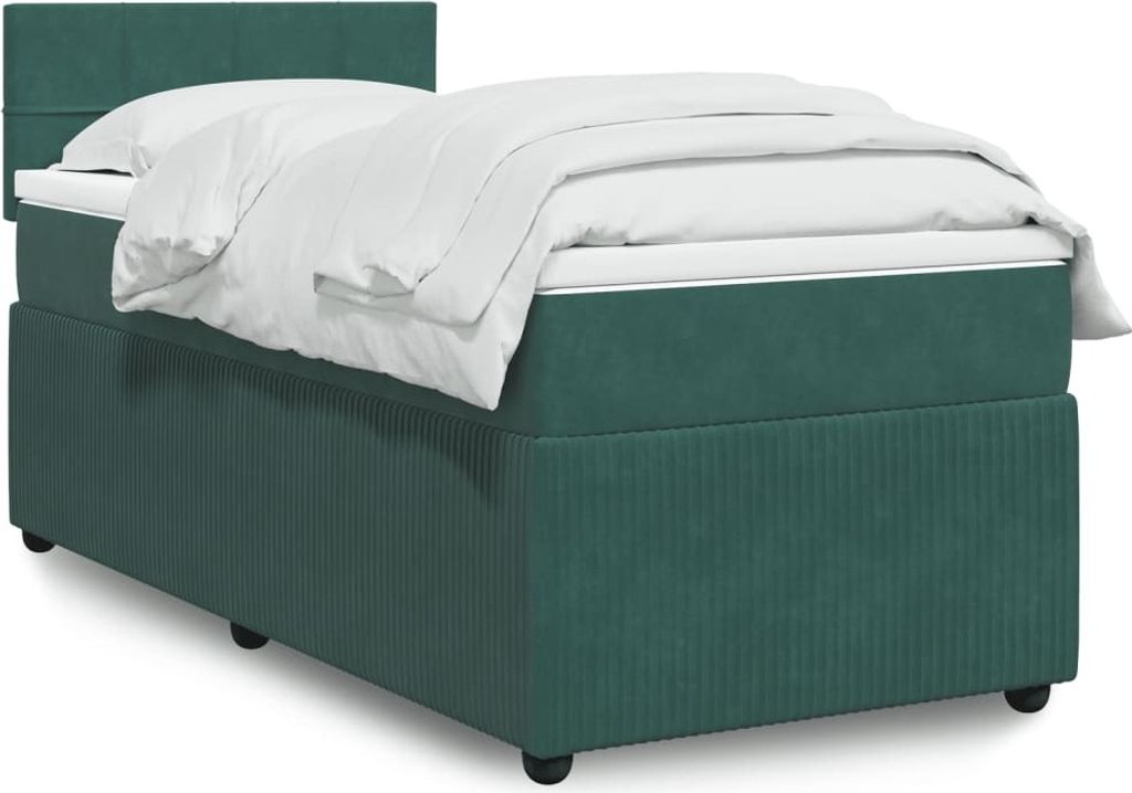 Maison Exclusive - Boxspringbett mit Matratze Dunkelgrün 90x190 cm Samt