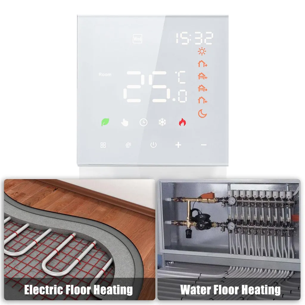 Thermostat d'ambiance 16A programmable avec écran LCD tactile pour sol - 8