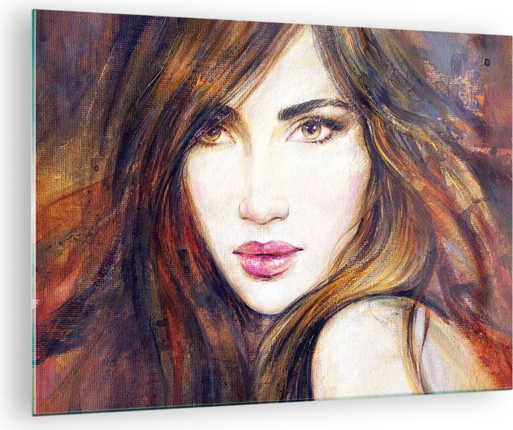 Bilder auf glas - Frau Gesicht Lippen - 70x50cm - Glasbilder - Wandbilder - Kunstdruck - zum Aufhängen bereit - Wanddekoration aus Glas - Glas Bil...