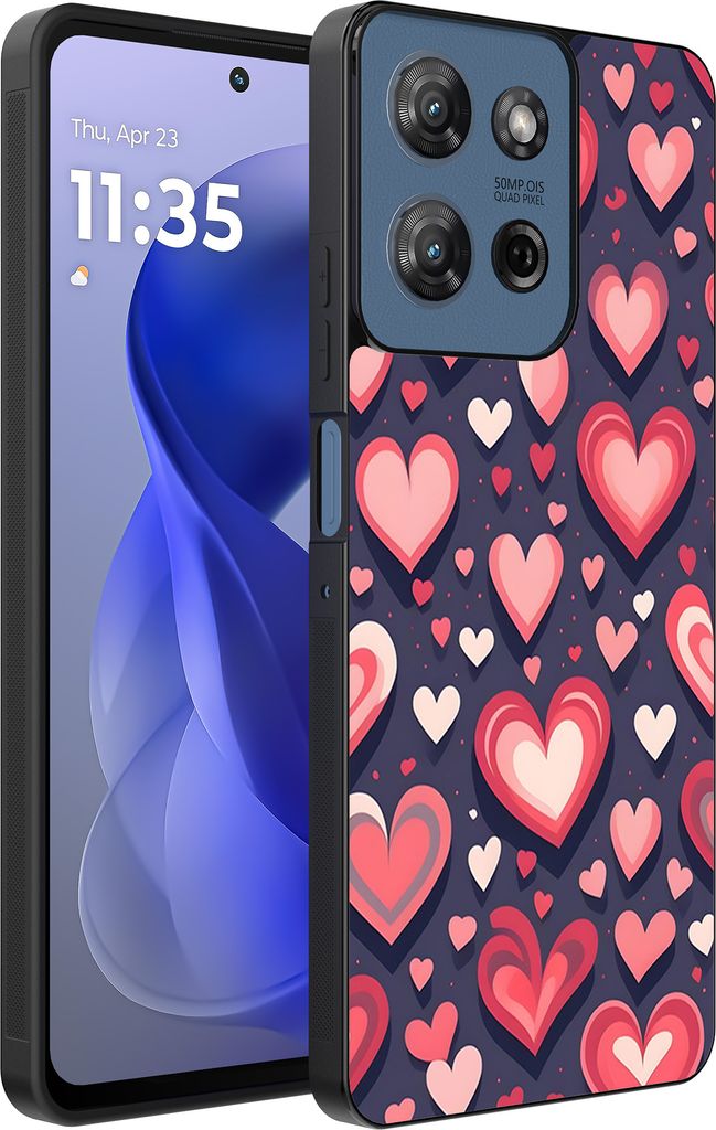 Smartphonica Telefon Fall geeignet für Motorola Moto G Power 2025 / G Play 2025 mit Herzen Impressum - TPU Backcover Fall mit Herz-Design