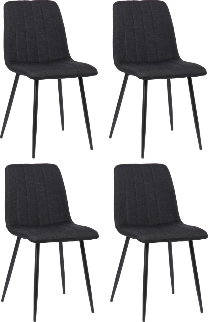 4er Set Stühle HLO-CP47 Stoff schwarz