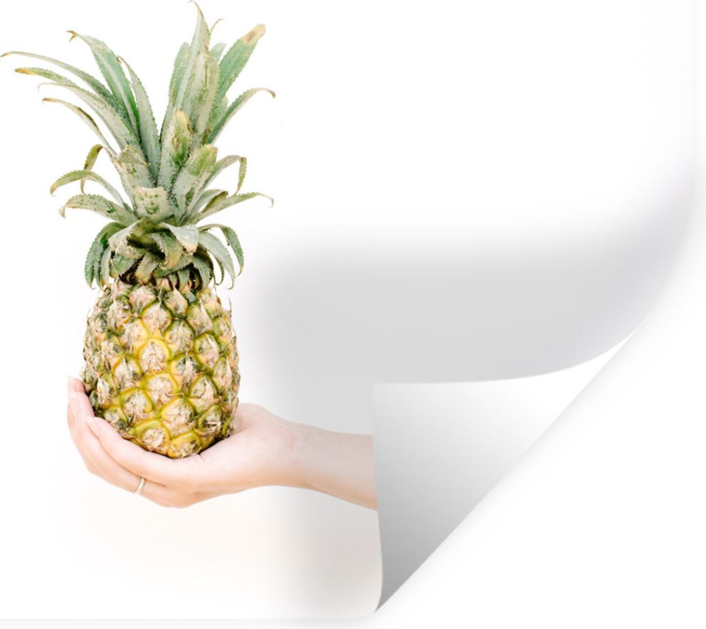 MuchoWow Wandtattoo Wandsticker Wandaufkleber Ananas - Gelb - Tropisch 90x60 cm Selbstklebend und Repositionierbar - Aufkleber