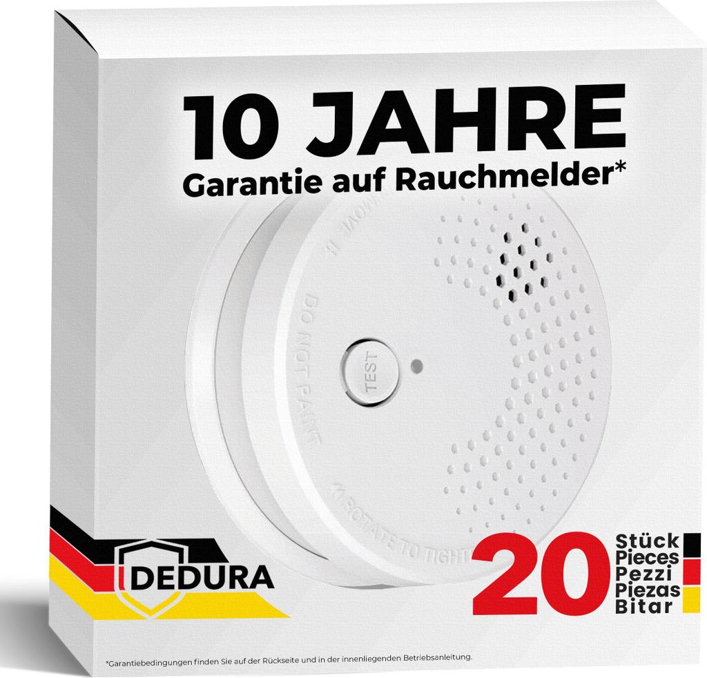 Dedura Rauchmelder Set (20 Stück), DIN EN 14604, Produktbild 