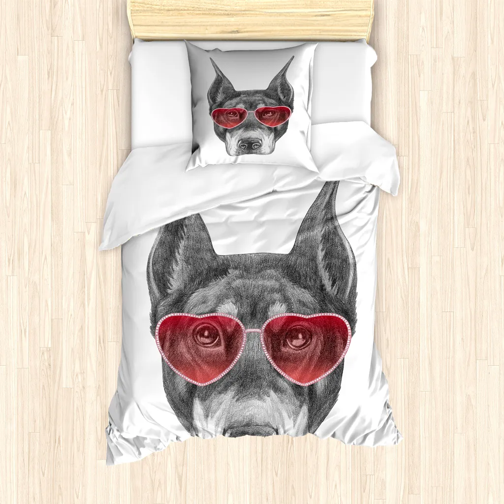 Copripiumino Singolo Cane con Occhiali ABAKUHAUS 135x200 Anallergico
