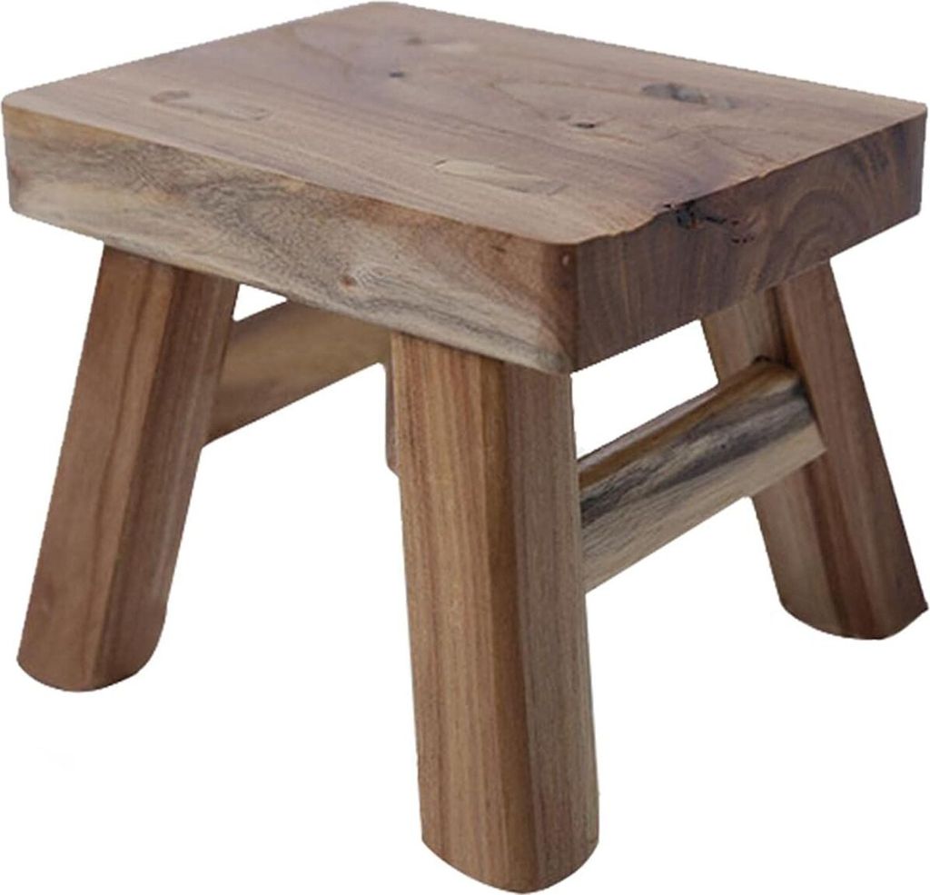 Kleiner Tritthocker aus Holz für Kinder, rutschfester quadratischer Sitz für Küche und Badezimmer (lackiert)