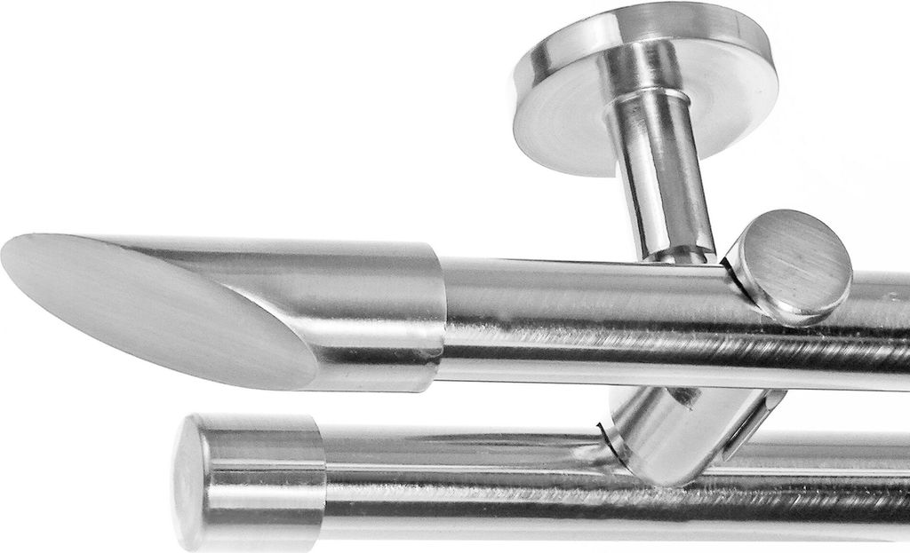 Gardinenstange Ø 20mm I Metall in Edelstahl Look 2-läufig Deckenbefestigung D41
