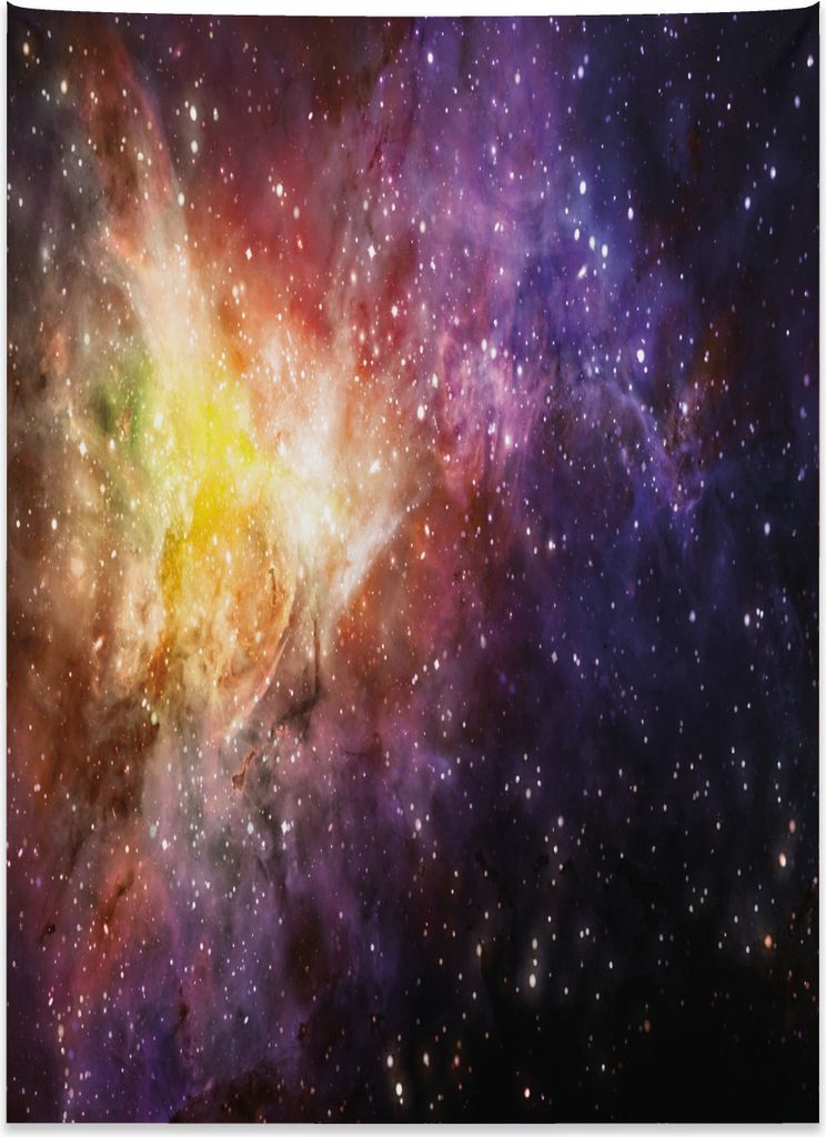 Abakuhaus Galaxis Wandteppich, Weltraum-Nebel-Ansicht aus Weiches Mikrofaser Stoff Kein Verblassen Klare Farben Waschbar, 110 x 150 cm, Lila Gelb S...