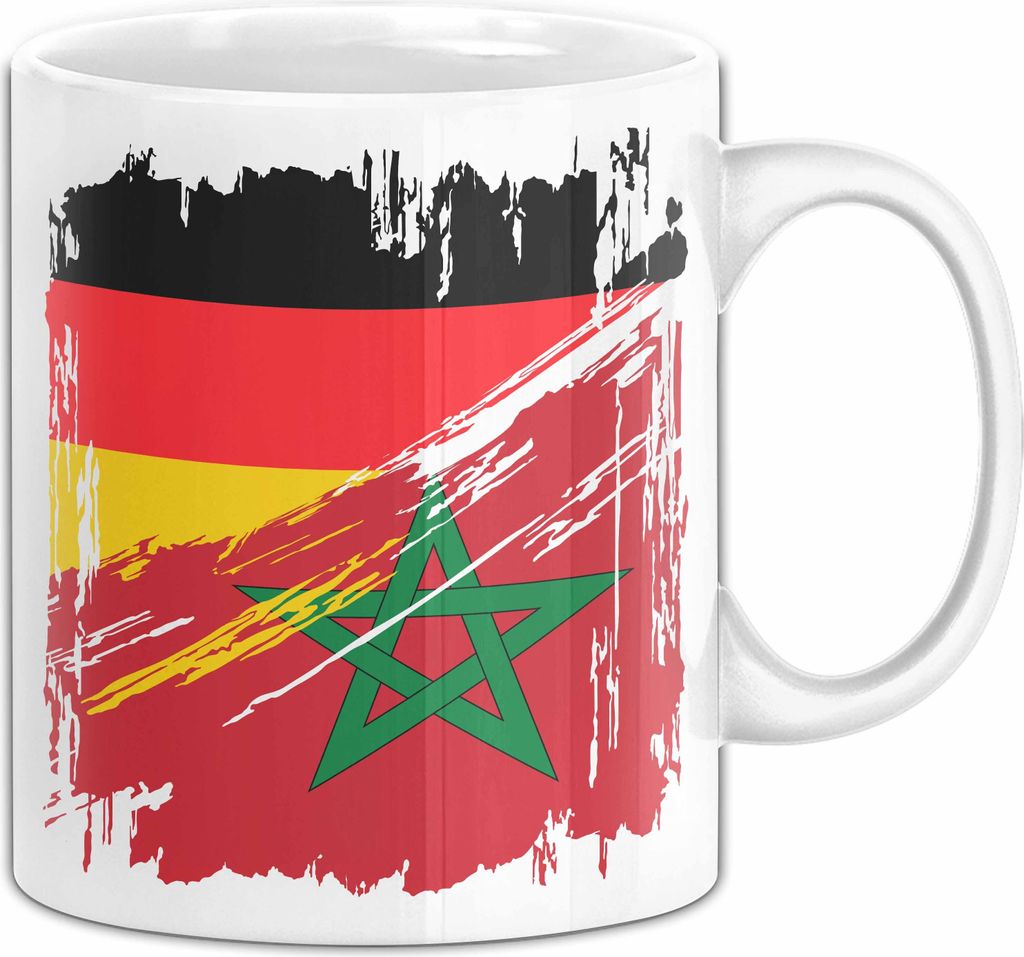 Marokko Deutschland Flagge Halb Deutscher Halb Marokkaner Fußball Germany 2024 Europa Morocco (Weiß)