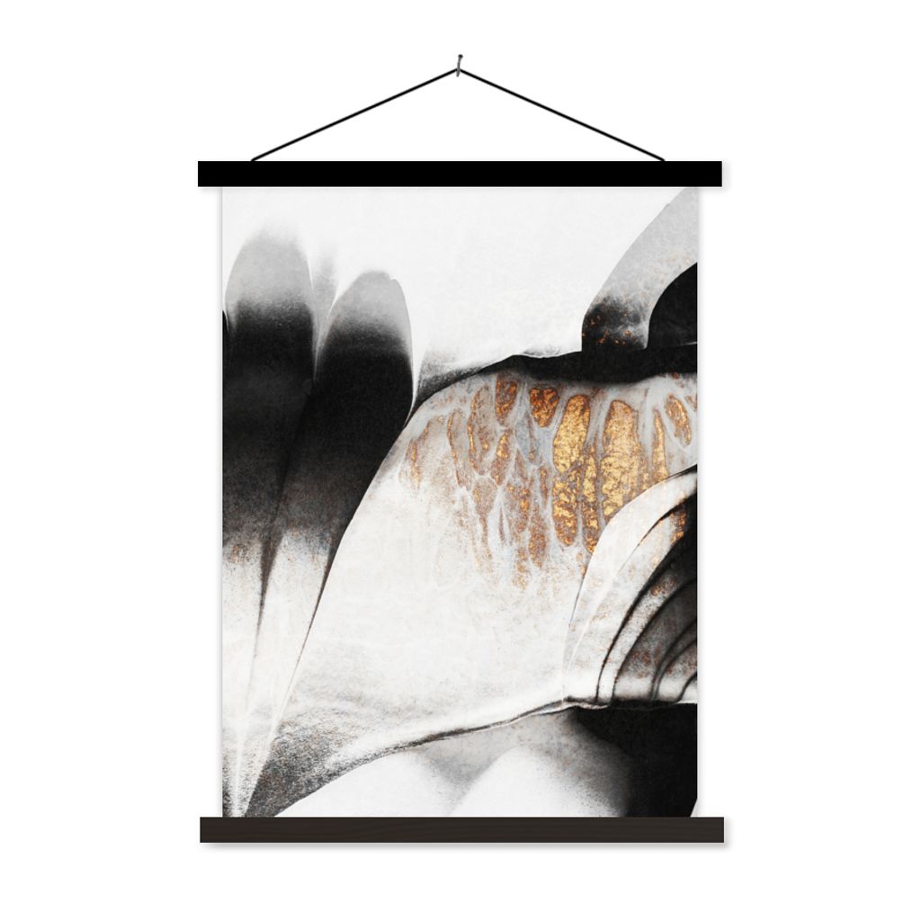 MuchoWow Textilposter Gold - Abstrakt - Design 40x53 cm mit schwarzem Rahmen - Abbildung