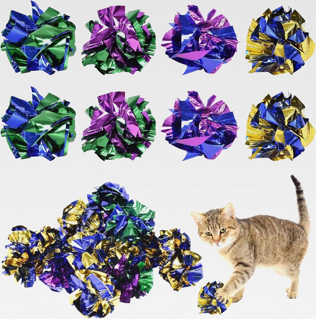 20 Stück interaktive Knisterbälle für Katzen, 5.5 cm Durchmesser, buntes Katzenspielzeug, PP-Soundpapier, interaktive Klappbälle, Katzenspielze...