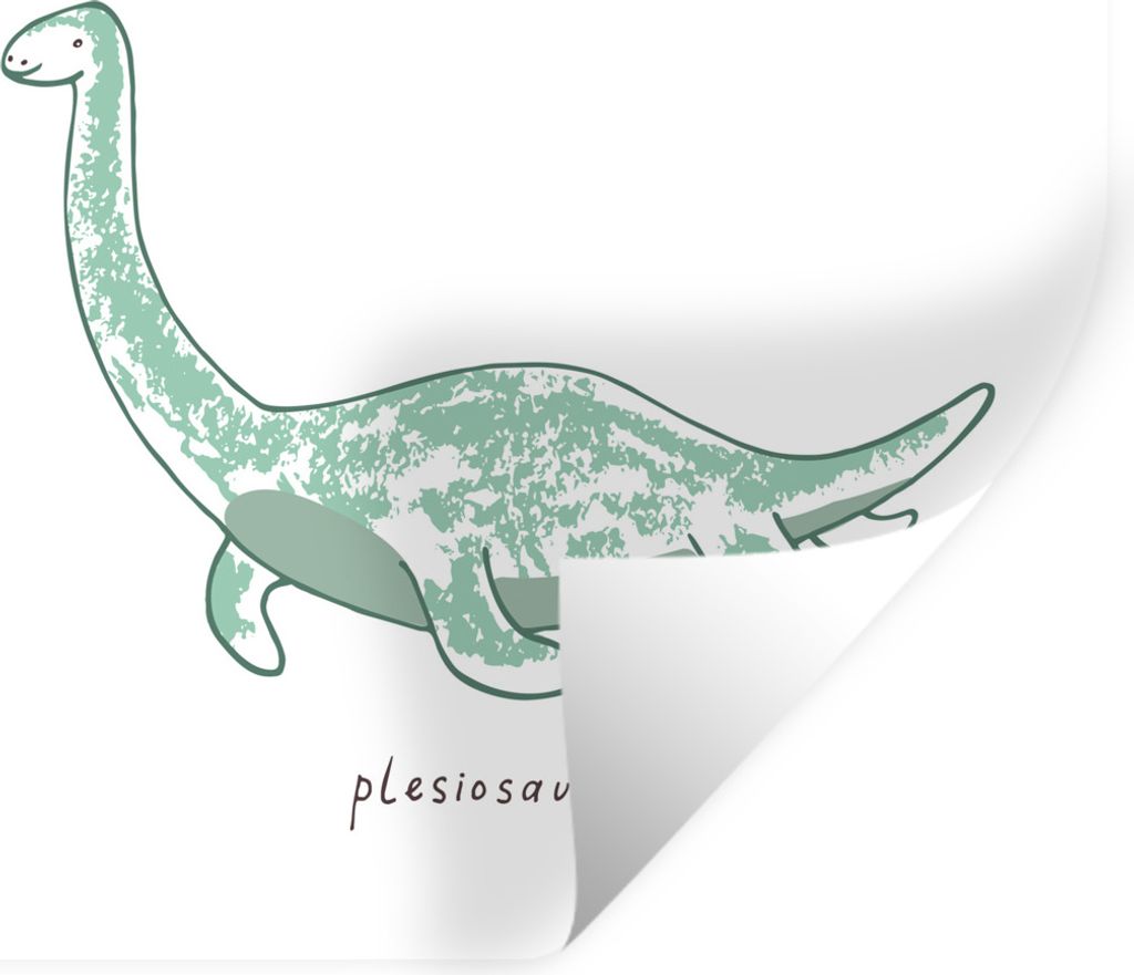 MuchoWow Wandtattoo Wandsticker Wandaufkleber Kinderzimmer - Dinosaurier - Plesiosaurier - Junge - Mädchen - Kinder 100x100 cm Selbstklebend und...